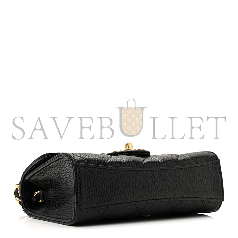Ch**el MASTER GRAINED CALFSKIN QUILTED CRUISE MINI FLAP BLACK (19*13*7cm)